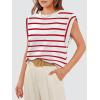 imageWIHOLL Cap Sleeve Tops for Women Summer Top Basic Tee Shirts Casual Tank Loose Fit 2025 FashionF  Redwhite Stripe
