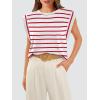imageWIHOLL Cap Sleeve Tops for Women Summer Top Basic Tee Shirts Casual Tank Loose Fit 2025 FashionF  Redwhite Stripe