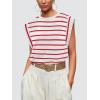 imageWIHOLL Cap Sleeve Tops for Women Summer Top Basic Tee Shirts Casual Tank Loose Fit 2025 FashionF  Redwhite Stripe