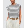 imageWIHOLL Cap Sleeve Tops for Women Summer Top Basic Tee Shirts Casual Tank Loose Fit 2025 FashionG  Greywhite Stripe