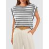 imageWIHOLL Cap Sleeve Tops for Women Summer Top Basic Tee Shirts Casual Tank Loose Fit 2025 FashionG  Greywhite Stripe