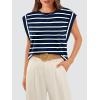 imageWIHOLL Cap Sleeve Tops for Women Summer Top Basic Tee Shirts Casual Tank Loose Fit 2025 FashionH  Navy Bluewhite Stripe