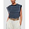 imageWIHOLL Cap Sleeve Tops for Women Summer Top Basic Tee Shirts Casual Tank Loose Fit 2025 FashionH  Navy Bluewhite Stripe