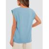imageWIHOLL Cap Sleeve Tops for Women Summer Top Basic Tee Shirts Casual Tank Loose Fit 2025 FashionL  Light Blue