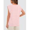 imageWIHOLL Cap Sleeve Tops for Women Summer Top Basic Tee Shirts Casual Tank Loose Fit 2025 FashionP  Pinkwhite Stripe