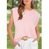 imageWIHOLL Cap Sleeve Tops for Women Summer Top Basic Tee Shirts Casual Tank Loose Fit 2025 FashionP  Pinkwhite Stripe