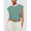 imageWIHOLL Cap Sleeve Tops for Women Summer Top Basic Tee Shirts Casual Tank Loose Fit 2025 FashionR  Greenwhite Stripe