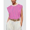 imageWIHOLL Cap Sleeve Tops for Women Summer Top Basic Tee Shirts Casual Tank Loose Fit 2025 FashionS  Fuchsiawhite Stripe