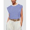 imageWIHOLL Cap Sleeve Tops for Women Summer Top Basic Tee Shirts Casual Tank Loose Fit 2025 FashionT  Bluewhite Stripe