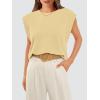 imageWIHOLL Cap Sleeve Tops for Women Summer Top Basic Tee Shirts Casual Tank Loose Fit 2025 FashionY  Pale Yellow