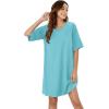 imageWIHOLL Night Gowns for Women Short Sleeve Casual Sleep Shirt Loungerwaer Pullover Tshirts DressesBaby Blue