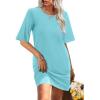 imageWIHOLL Night Gowns for Women Short Sleeve Casual Sleep Shirt Loungerwaer Pullover Tshirts DressesBaby Blue