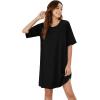 imageWIHOLL Night Gowns for Women Short Sleeve Casual Sleep Shirt Loungerwaer Pullover Tshirts DressesBlack