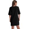imageWIHOLL Night Gowns for Women Short Sleeve Casual Sleep Shirt Loungerwaer Pullover Tshirts DressesBlack