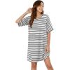 imageWIHOLL Night Gowns for Women Short Sleeve Casual Sleep Shirt Loungerwaer Pullover Tshirts DressesBlack Striped