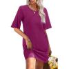 imageWIHOLL Night Gowns for Women Short Sleeve Casual Sleep Shirt Loungerwaer Pullover Tshirts DressesDark Purple
