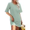 imageWIHOLL Night Gowns for Women Short Sleeve Casual Sleep Shirt Loungerwaer Pullover Tshirts DressesGreen