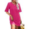 imageWIHOLL Night Gowns for Women Short Sleeve Casual Sleep Shirt Loungerwaer Pullover Tshirts DressesHot Pink
