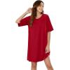 imageWIHOLL Night Gowns for Women Short Sleeve Casual Sleep Shirt Loungerwaer Pullover Tshirts DressesRed