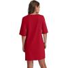 imageWIHOLL Night Gowns for Women Short Sleeve Casual Sleep Shirt Loungerwaer Pullover Tshirts DressesRed