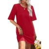 imageWIHOLL Night Gowns for Women Short Sleeve Casual Sleep Shirt Loungerwaer Pullover Tshirts DressesRed