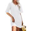 imageWIHOLL Night Gowns for Women Short Sleeve Casual Sleep Shirt Loungerwaer Pullover Tshirts DressesWhite