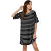 imageWIHOLL Night Gowns for Women Short Sleeve Casual Sleep Shirt Loungerwaer Pullover Tshirts DressesWhite Striped
