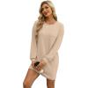imageWIHOLL Womens Long Sleeve Dress Loose Fit Casual Crewneck Flowy Mini Dresses with Pockets Fall FashionBeige