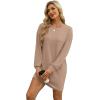 imageWIHOLL Womens Long Sleeve Dress Loose Fit Casual Crewneck Flowy Mini Dresses with Pockets Fall FashionBkhaki