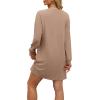 imageWIHOLL Womens Long Sleeve Dress Loose Fit Casual Crewneck Flowy Mini Dresses with Pockets Fall FashionBkhaki