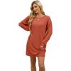 imageWIHOLL Womens Long Sleeve Dress Loose Fit Casual Crewneck Flowy Mini Dresses with Pockets Fall FashionCaramel