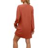 imageWIHOLL Womens Long Sleeve Dress Loose Fit Casual Crewneck Flowy Mini Dresses with Pockets Fall FashionCaramel