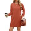 imageWIHOLL Womens Long Sleeve Dress Loose Fit Casual Crewneck Flowy Mini Dresses with Pockets Fall FashionCaramel