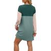 imageWIHOLL Womens Long Sleeve Dress Loose Fit Casual Crewneck Flowy Mini Dresses with Pockets Fall FashionCcolor Block Green