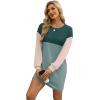 imageWIHOLL Womens Long Sleeve Dress Loose Fit Casual Crewneck Flowy Mini Dresses with Pockets Fall FashionCcolor Block Green