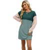 imageWIHOLL Womens Long Sleeve Dress Loose Fit Casual Crewneck Flowy Mini Dresses with Pockets Fall FashionCcolor Block Green