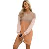 imageWIHOLL Womens Long Sleeve Dress Loose Fit Casual Crewneck Flowy Mini Dresses with Pockets Fall FashionCcolor Block Orange Yellow