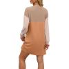 imageWIHOLL Womens Long Sleeve Dress Loose Fit Casual Crewneck Flowy Mini Dresses with Pockets Fall FashionCcolor Block Orange Yellow