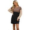 imageWIHOLL Womens Long Sleeve Dress Loose Fit Casual Crewneck Flowy Mini Dresses with Pockets Fall FashionColor Block Black