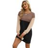 imageWIHOLL Womens Long Sleeve Dress Loose Fit Casual Crewneck Flowy Mini Dresses with Pockets Fall FashionColor Block Black