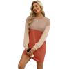 imageWIHOLL Womens Long Sleeve Dress Loose Fit Casual Crewneck Flowy Mini Dresses with Pockets Fall FashionColor Block Caramel