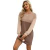 imageWIHOLL Womens Long Sleeve Dress Loose Fit Casual Crewneck Flowy Mini Dresses with Pockets Fall FashionColor Block Coffee