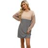 imageWIHOLL Womens Long Sleeve Dress Loose Fit Casual Crewneck Flowy Mini Dresses with Pockets Fall FashionColor Block Grey