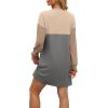 imageWIHOLL Womens Long Sleeve Dress Loose Fit Casual Crewneck Flowy Mini Dresses with Pockets Fall FashionColor Block Grey