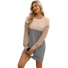 imageWIHOLL Womens Long Sleeve Dress Loose Fit Casual Crewneck Flowy Mini Dresses with Pockets Fall FashionColor Block Grey