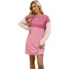 imageWIHOLL Womens Long Sleeve Dress Loose Fit Casual Crewneck Flowy Mini Dresses with Pockets Fall FashionColor Block Pink