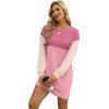 imageWIHOLL Womens Long Sleeve Dress Loose Fit Casual Crewneck Flowy Mini Dresses with Pockets Fall FashionColor Block Pink