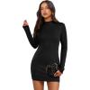 imageWIHOLL Womens Mock Neck Bodycon Dresses Long Sleeve Mini Dress Slim Fit CasualBlack