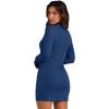 imageWIHOLL Womens Mock Neck Bodycon Dresses Long Sleeve Mini Dress Slim Fit CasualBlue
