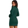 imageWIHOLL Womens Mock Neck Bodycon Dresses Long Sleeve Mini Dress Slim Fit CasualDarkgreen